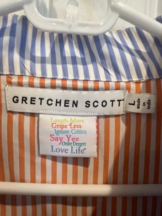 Gretchen Scott Designs Blue and White Striped Button-Down Shirt - Picture 2 of 4